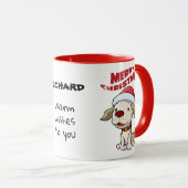Joli chiot Joyeux Noël coutume Mug (Devant droit)