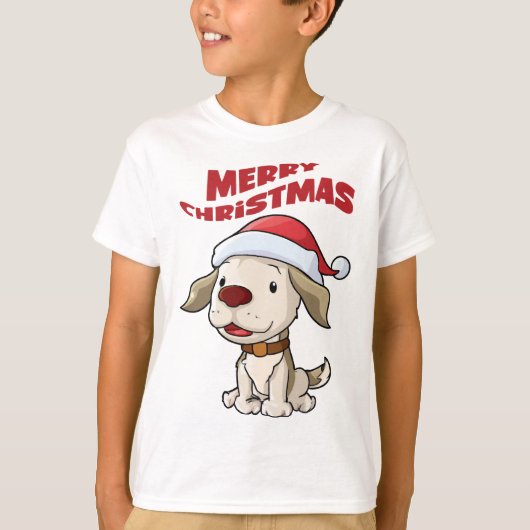 Joli chiot Joyeux T-shirt de Noël (Devant)