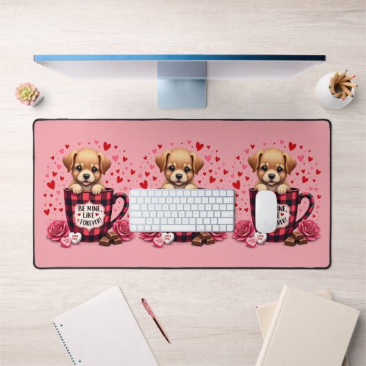 Joli chiot Valentine Buffalo Plaid Musique esthéti (Bureau 1)