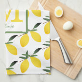 Joli citron Monogramme Nom Cuisine Serviettes (Quart Plié)