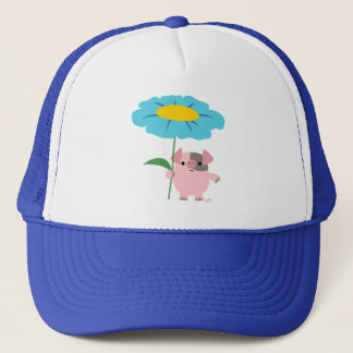 Joli Cochon De Cartoon Avec Casquette Cadeau (Bleu