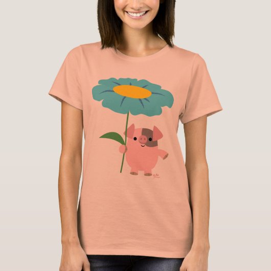 Joli Cochon De Cartoon Avec T-shirt Femme Cadeau ( (Devant)
