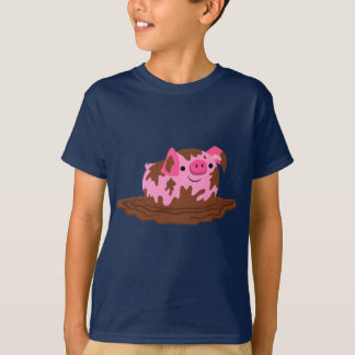 Joli cochon de dessin dans la boue T-shirt enfant