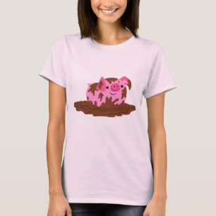 Joli cochon de dessin dans la boue T-shirt féminin