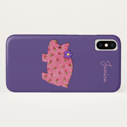Joli cochon rose iPhone X Coque (Dos (Horizontal))