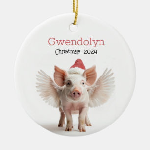 Joli Cochon Volant Noël Ornement personnalisé