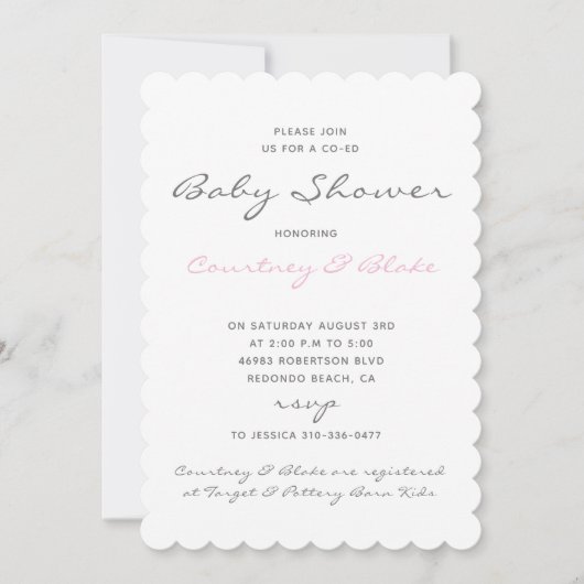 Joli coEd Baby Invitation rose (Devant)