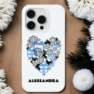 Joli cœur monogramme doodle hiver Noël neige