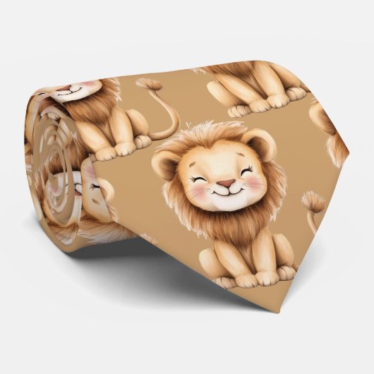 Joli Collet Lion Brun Sourire Cravate (Roulé)