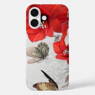 joli coque de fleurs rouges papillons