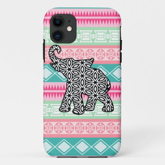 Joli coque iphone aztèque d'éléphant de motif (Dos)