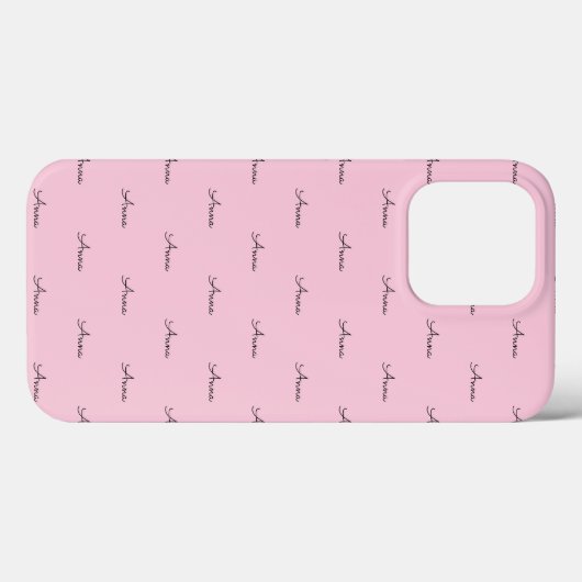 Joli coque iphone rose clair Monogramme moderne (Verso (horizontal))