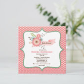 Joli Corail et Baby shower vert Invitation (Debout devant)