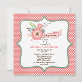 Joli Corail et Baby shower vert Invitation (Devant)