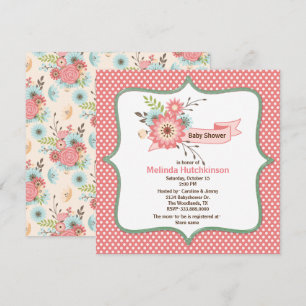 Joli Corail et Baby shower vert Invitation