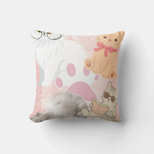 Joli Coussin à Jeter Collage de Chats Kawaii Cha