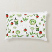 Joli Coussin à Jeter Matcha et Fruits au Style Est (Dos)
