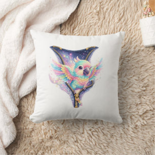 Joli Coussin à Zip Parrot Pastel 3D