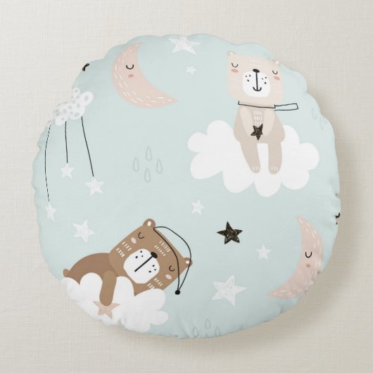 Joli Coussin Bleu Teddy pour Nursery (Devant)