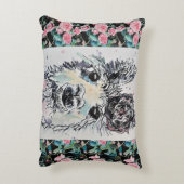 Joli Coussin d'Accent Aquarelle Roses Alpacca Lama (Dos(Vertical))