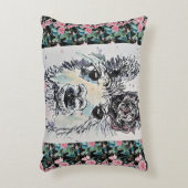 Joli Coussin d'Accent Aquarelle Roses Alpacca Lama (Devant(Vertical))
