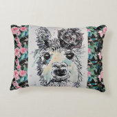 Joli Coussin d'Accent Aquarelle Roses Alpacca Lama (Dos)