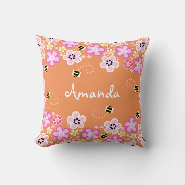 Joli coussin de fleurs et d'abeilles (Recto)