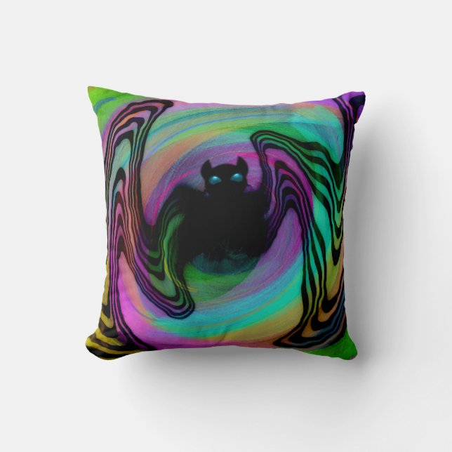 Joli Coussin de Jet Psychedélisque de Chauve-Souri (Recto)