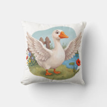 Joli Coussin de Jeté de Nourrice de Ferme d'Oie