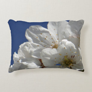 Joli Coussin de Jeté Fleurs Blanches