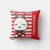 Joli Coussin de Jeté Lapin Rouge Rayé (Recto)