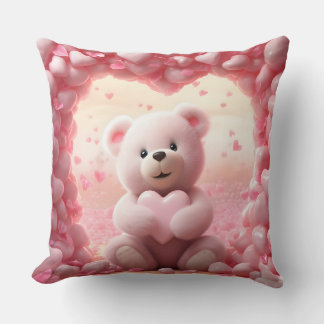 Joli Coussin de Jeté Ourson de la Saint-Valentin