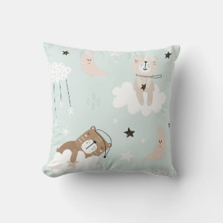 Joli Coussin de Jeté Teddy Bleu pour la Nurserie