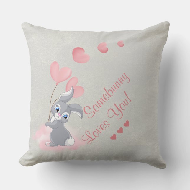 Joli Coussin de la Saint-Valentin avec Lapin de De (Recto)