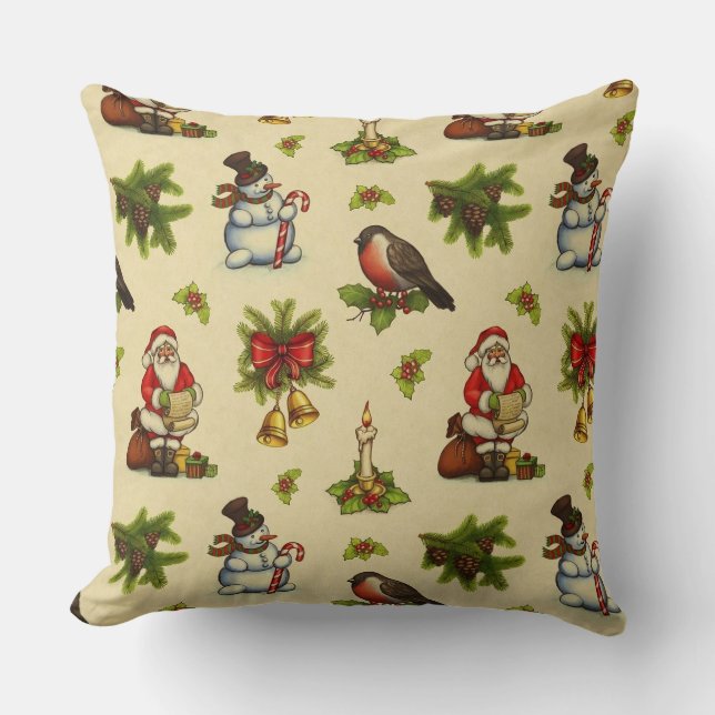 Joli Coussin de Lancement avec Éléments de Noël Vi (Recto)