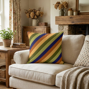 Joli Coussin de Lancement de Grandes Rayures Olive