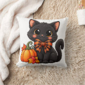 Joli Coussin de Lancer de Chat Noir d'Halloween Dé (Couverture)
