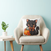 Joli Coussin de Lancer de Chat Noir d'Halloween Dé (Chaise)