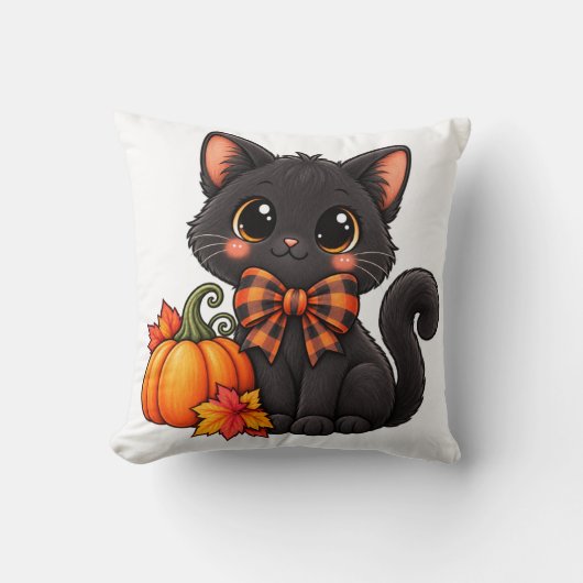 Joli Coussin de Lancer de Chat Noir d'Halloween Dé (Recto)