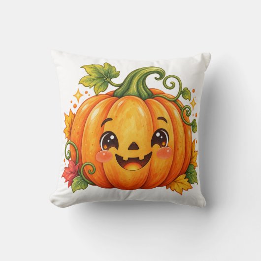 Joli Coussin de Lancer de Citrouille d'Halloween | (Recto)