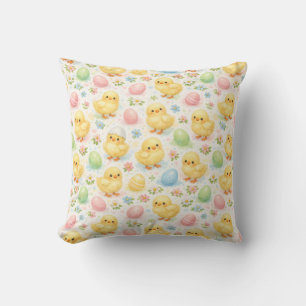Joli Coussin de Lancer de Pâques Poussin et Œuf à 
