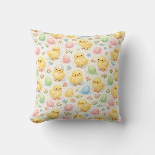 Joli Coussin de Lancer de Pâques Poussin et Œuf à (Recto)