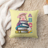 Joli Coussin de Lancer Fille Livres ABC (Couverture)