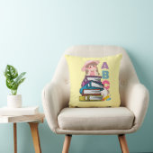 Joli Coussin de Lancer Fille Livres ABC (Chaise)