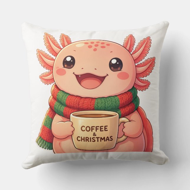 Joli coussin de Noël à lancer avec café axolotl (Verso)