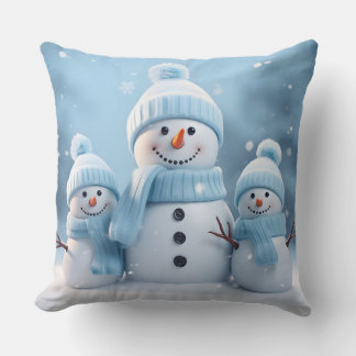 Joli Coussin de Noël en forme de Bonhomme de Neige