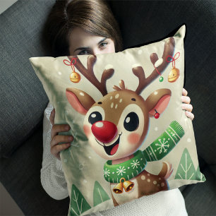 Joli Coussin de Noël en forme de Renne Drôle 