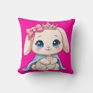 Joli Coussin de Princesse Lapin Rose Chaud - Kawai