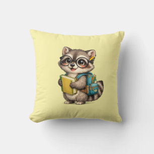 Joli Coussin de Rentrée Scolaire de Raton Laveur I