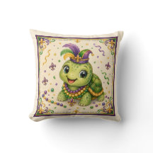 Joli Coussin de Tortue de Mardi Gras de la Nouvell